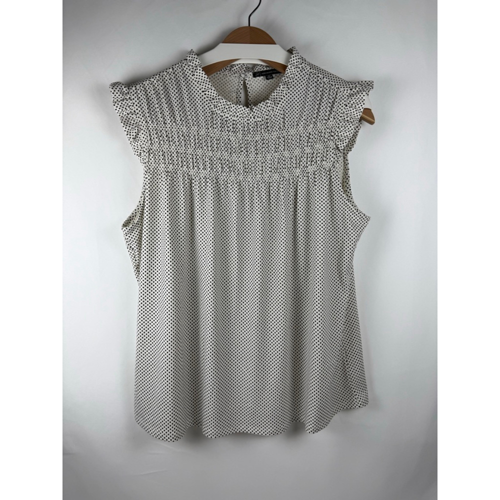 Women's Adrianna Papell Polka Dot Blouse White/Black Size XL $15 w/$25 purchase